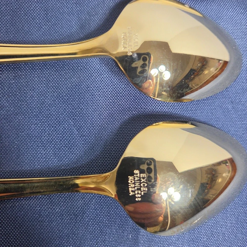 Vintage Excel Stainless Korea Symphony Gold Plated Teaspoon Set of 3